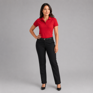 Polo corporativo con pantalón de vestir para dama