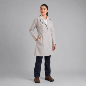 Bata clásica de gabardina para dama color blanco