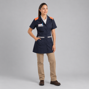Bata industrial de seguridad para dama con reflejante