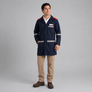 Bata industrial de seguridad para caballero con reflejante
